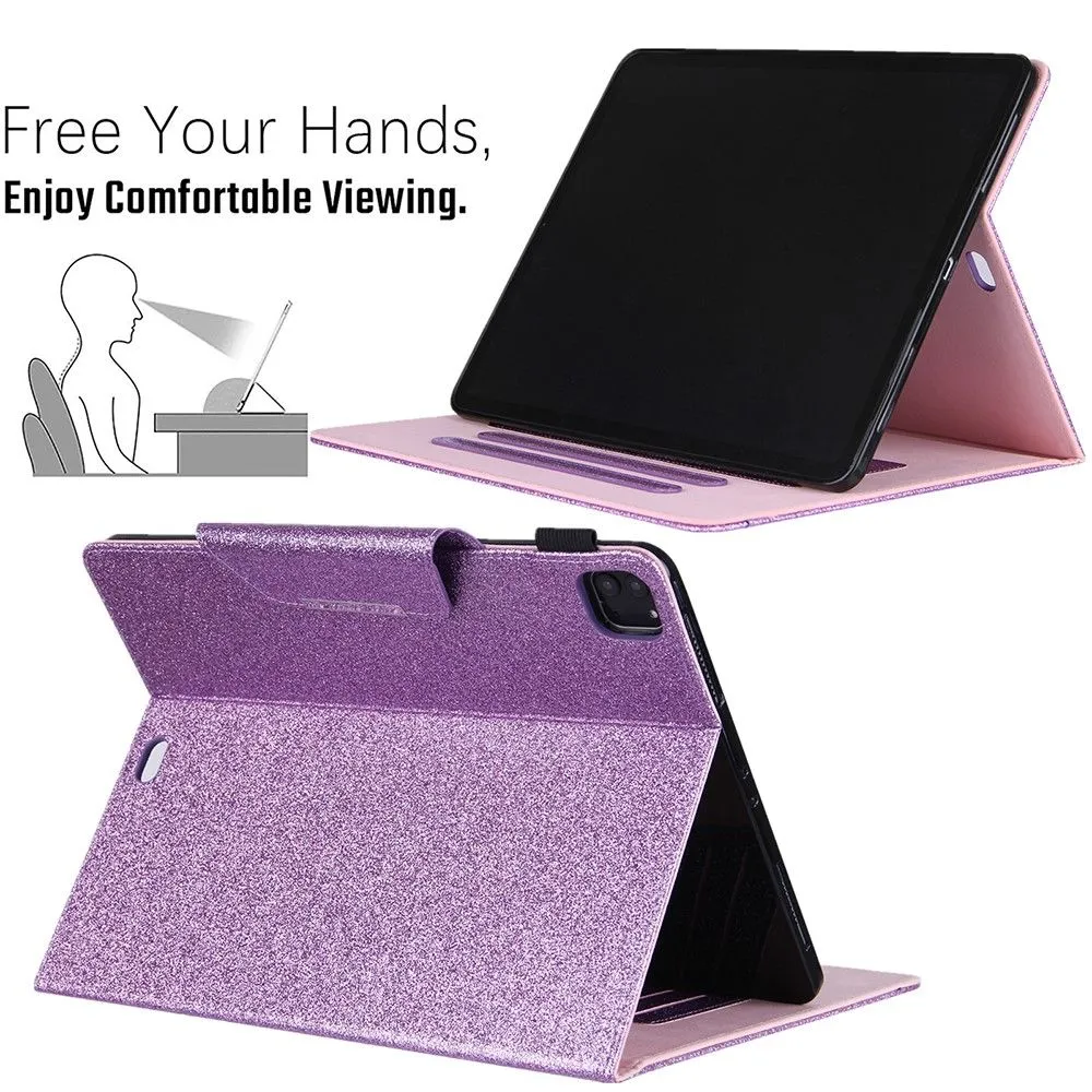 iPad Pro 12.9 (2021) / (2020) / (2018) PU leather flip case with card slots - Purple