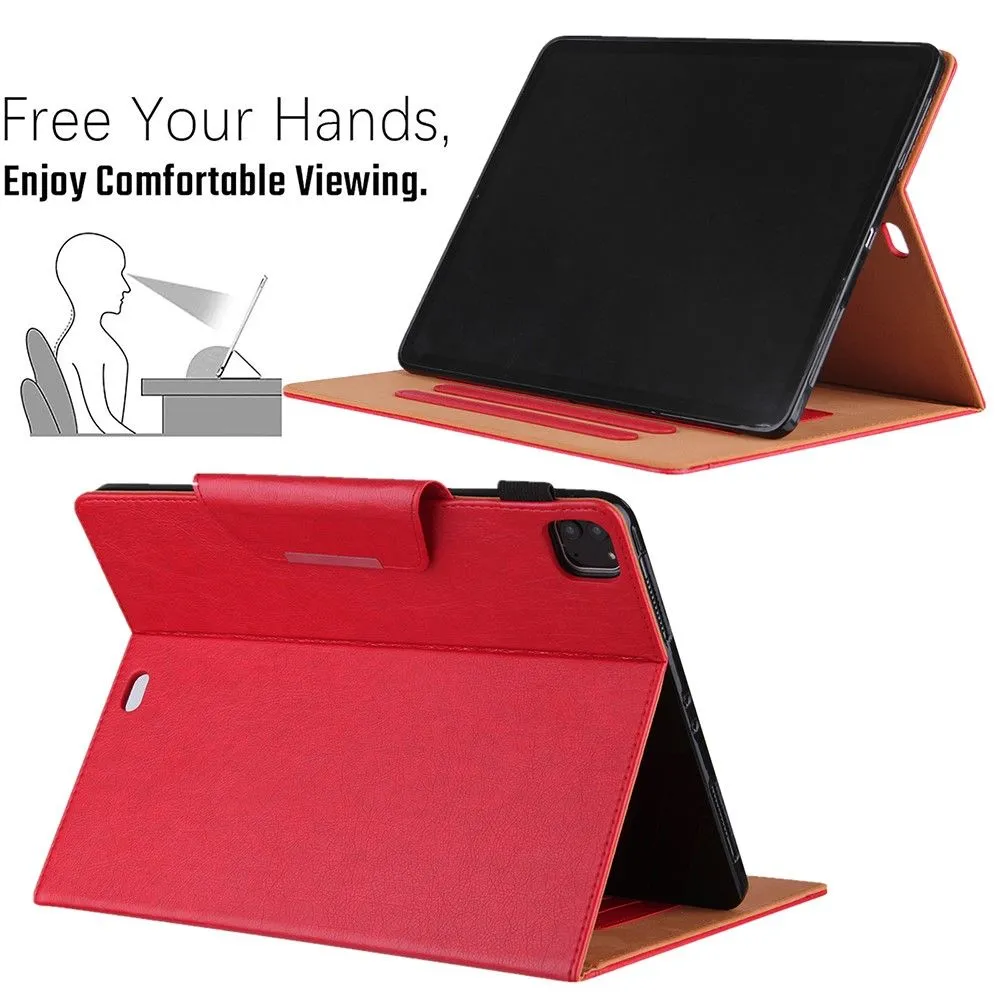 iPad Pro 12.9 (2021) / (2020) / (2018) PU leather flip case with card slots - Red