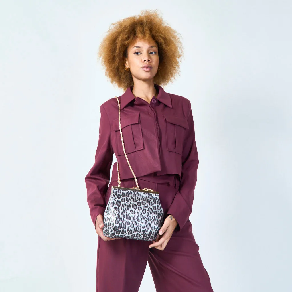 Leopard print chain clutch wholesale
