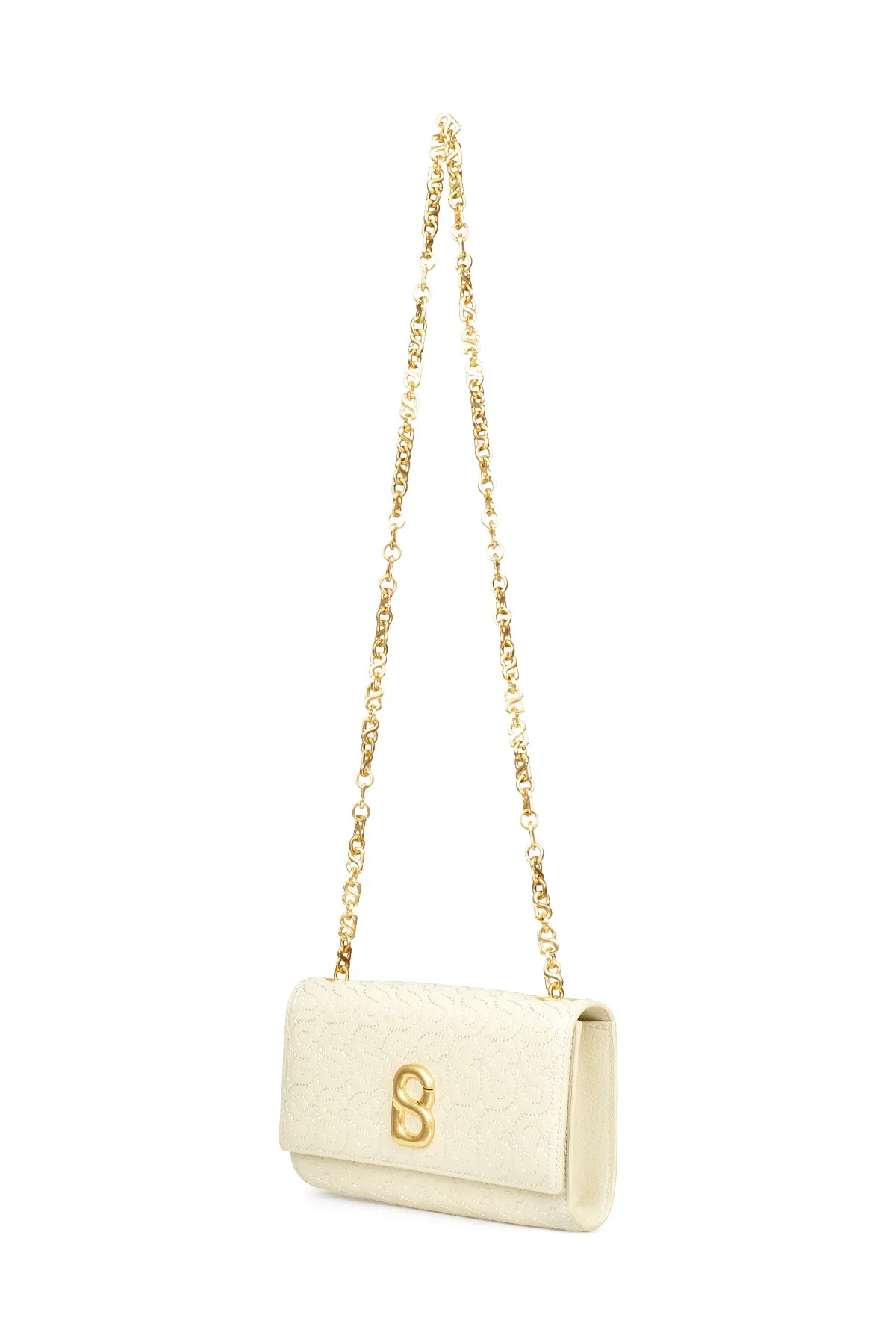 Luna Leather Wallet on Chain - Chalk