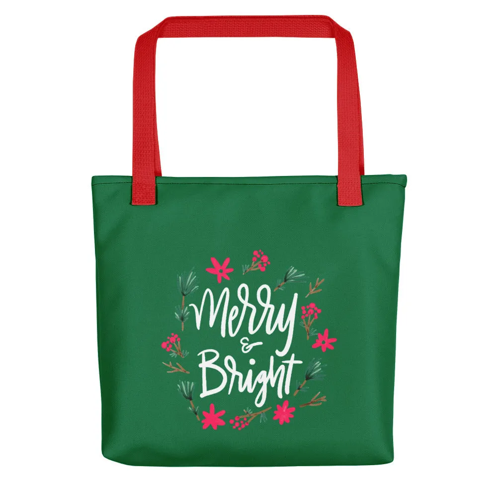 Merry and Bright Green Tote bag