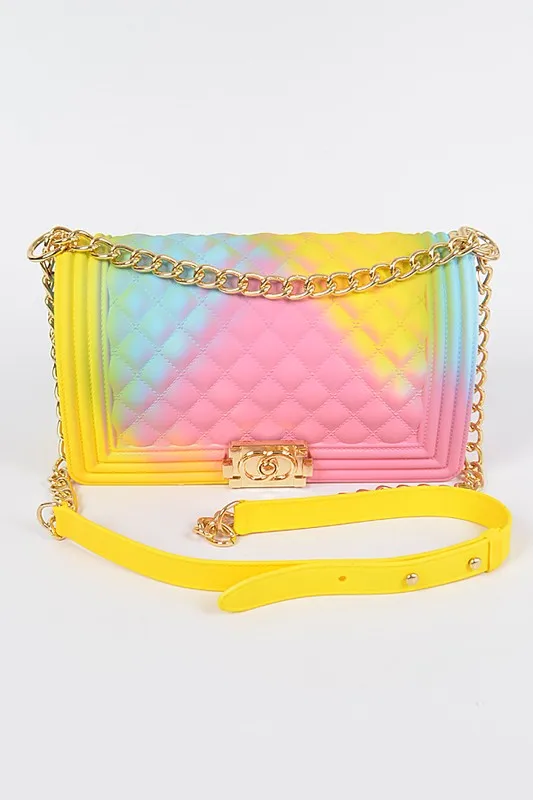 Mix Tone Textured Jelly Shoulder Bag