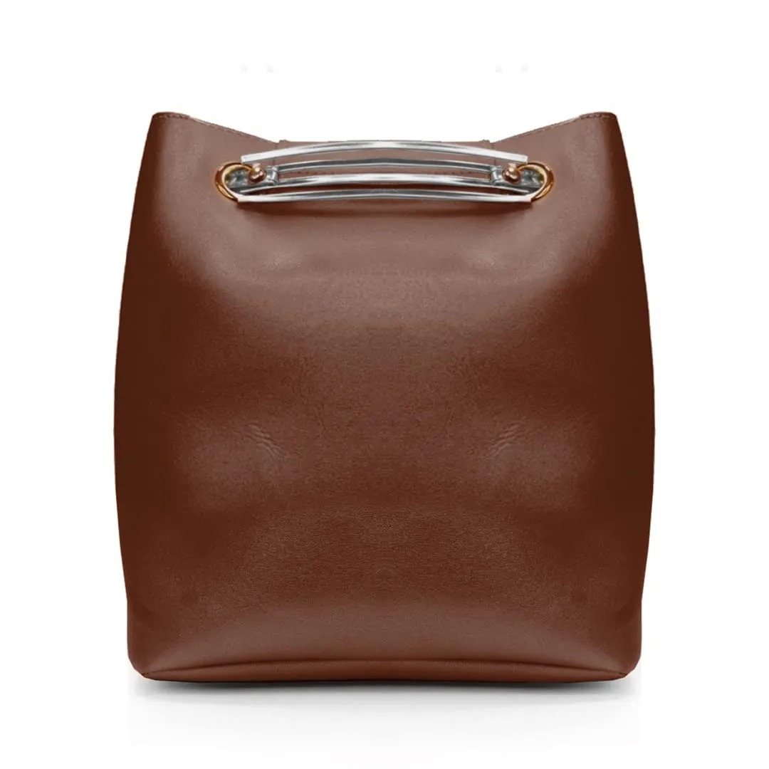 Modern Myth Women's Tan and Silver Drawstring Bucket Bag