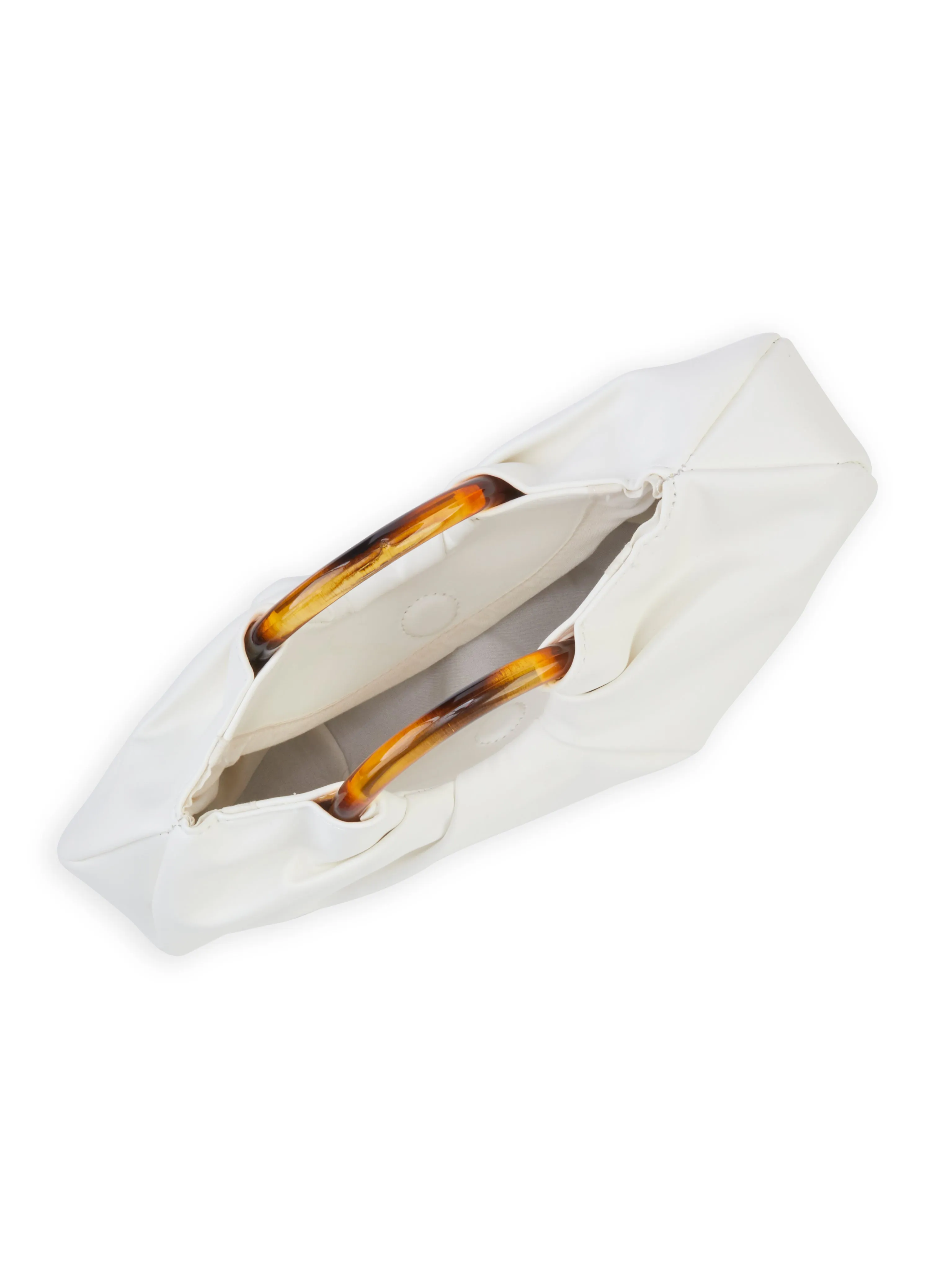 O Ring Handle Ruched Clutch Bag