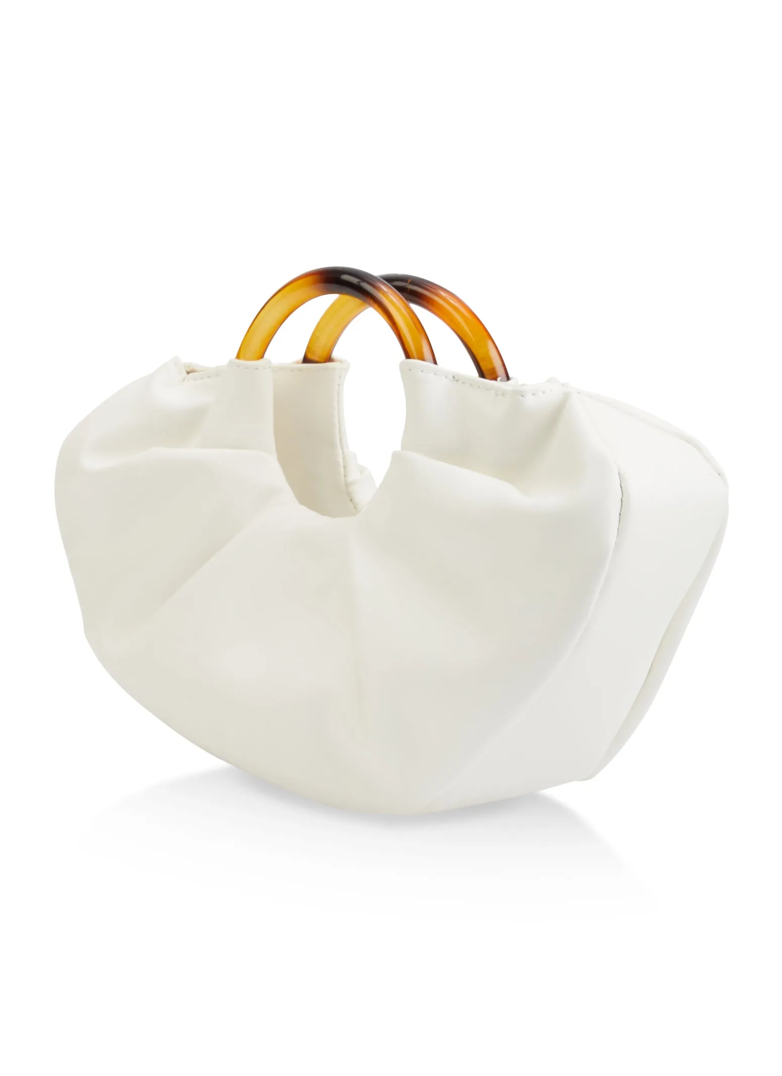 O Ring Handle Ruched Clutch Bag
