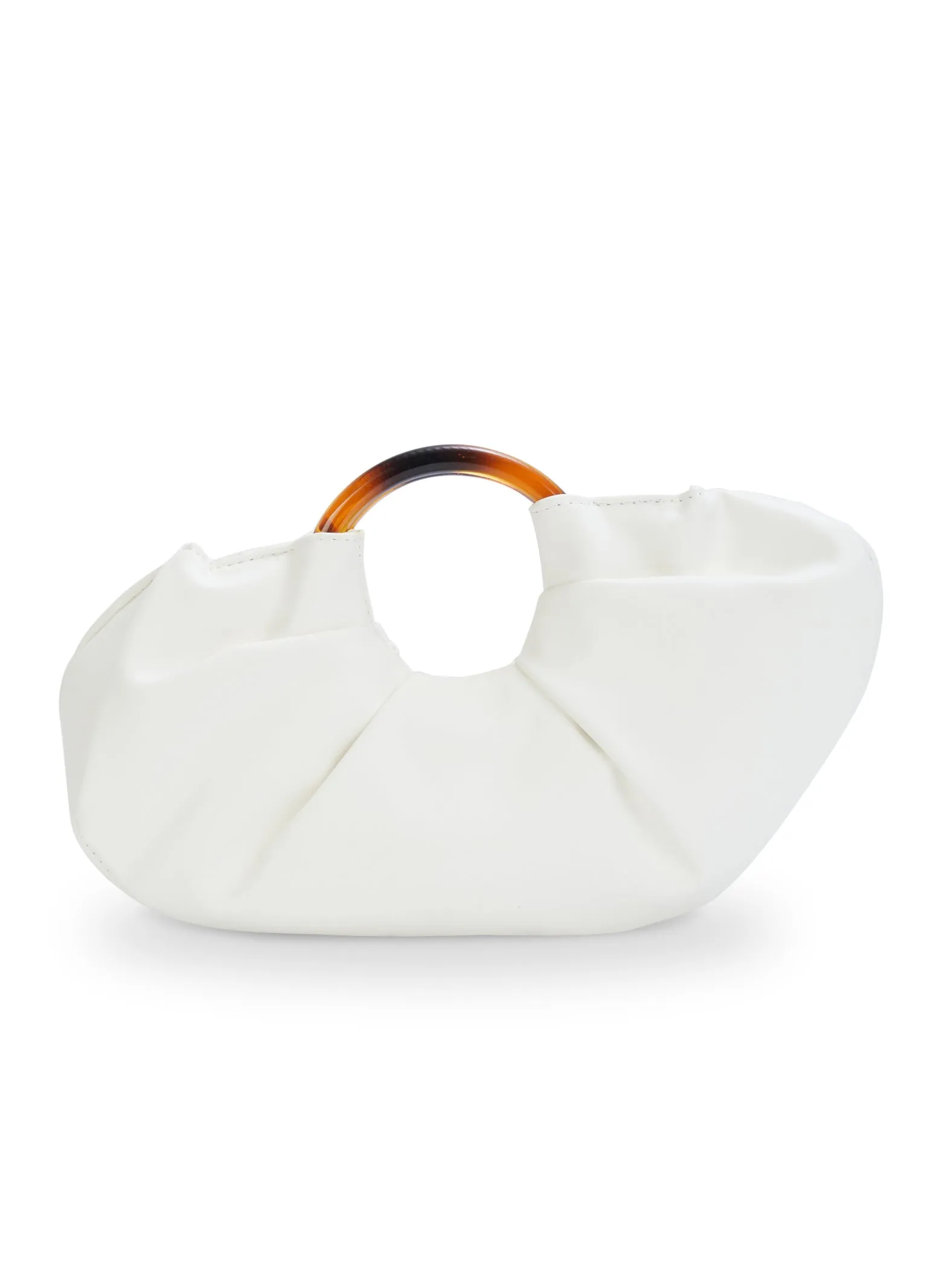 O Ring Handle Ruched Clutch Bag