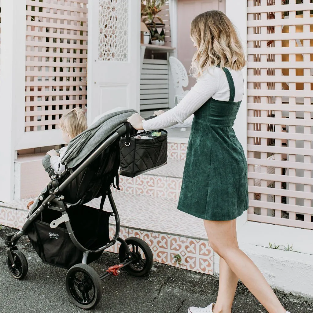 OiOi Stroller Organiser - Black Diamond Quilt