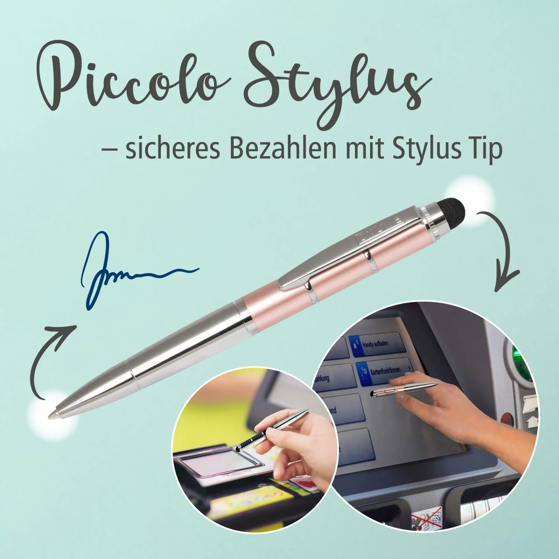 Online Piccolo Ballpoint Pen - Pastel Grey (Mini Sized with Stylus)