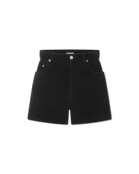 Paperbag Waist Velvet Shorts