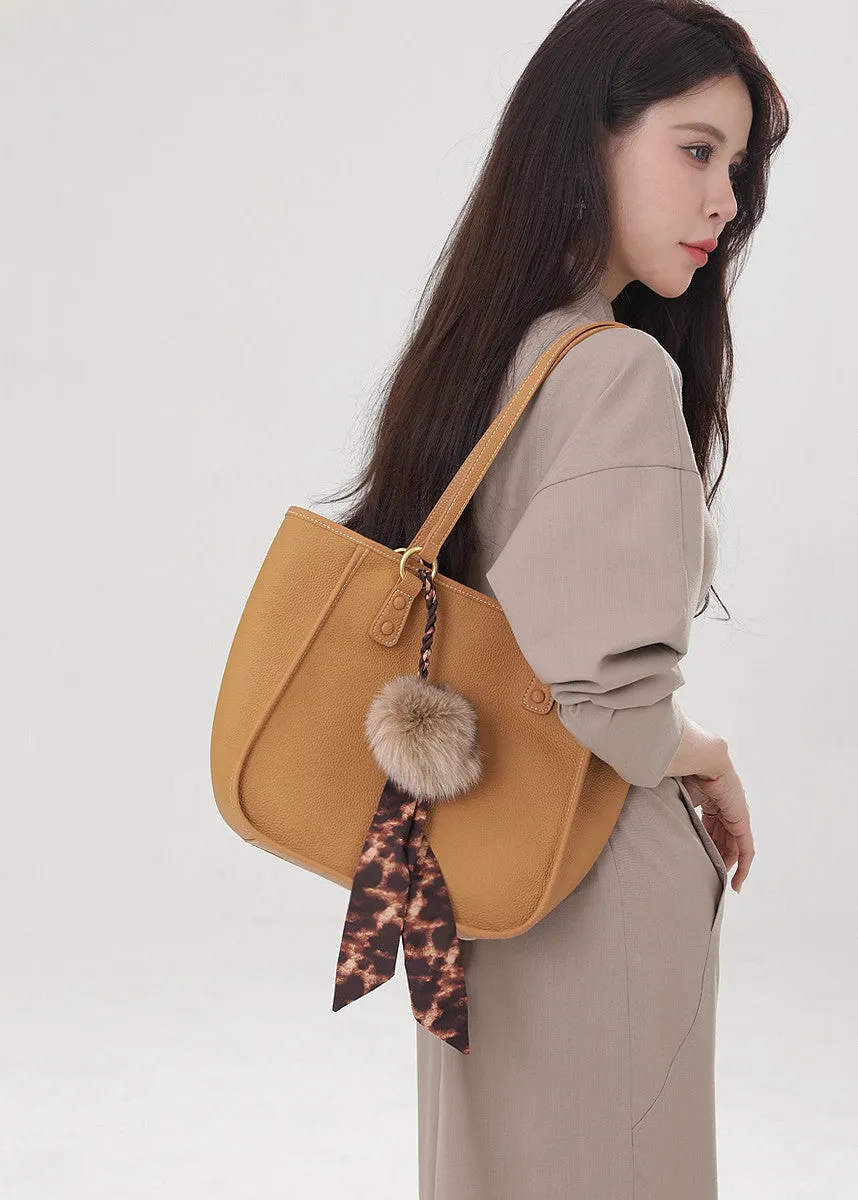 Pebbled Leather Tote Handle Shoulder Bag