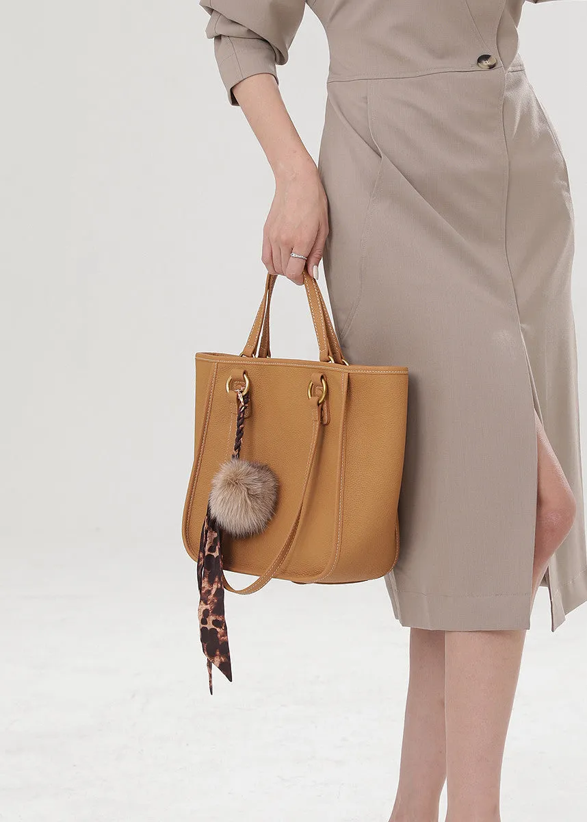 Pebbled Leather Tote Handle Shoulder Bag
