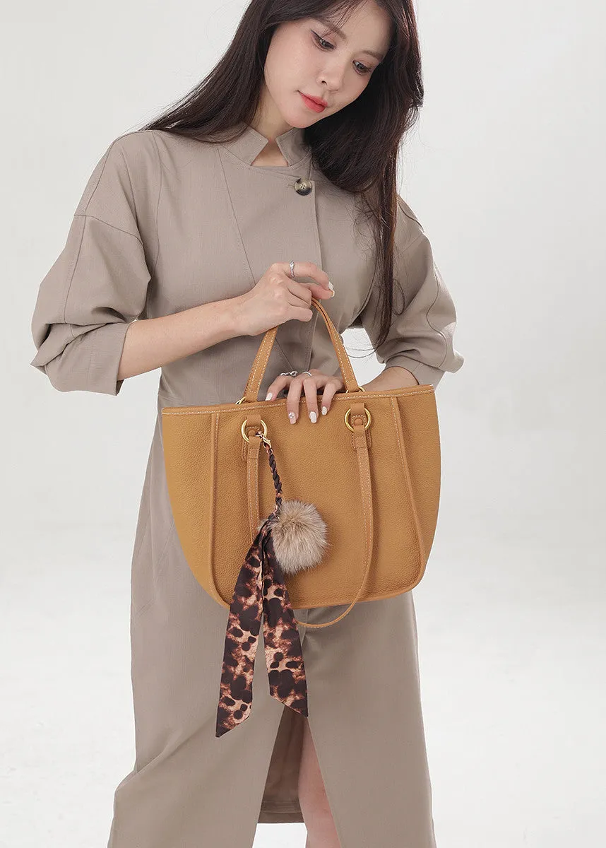 Pebbled Leather Tote Handle Shoulder Bag