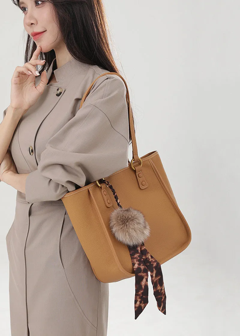 Pebbled Leather Tote Handle Shoulder Bag