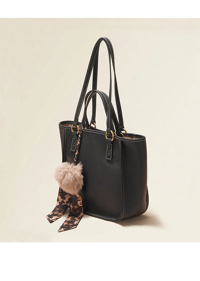 Pebbled Leather Tote Handle Shoulder Bag