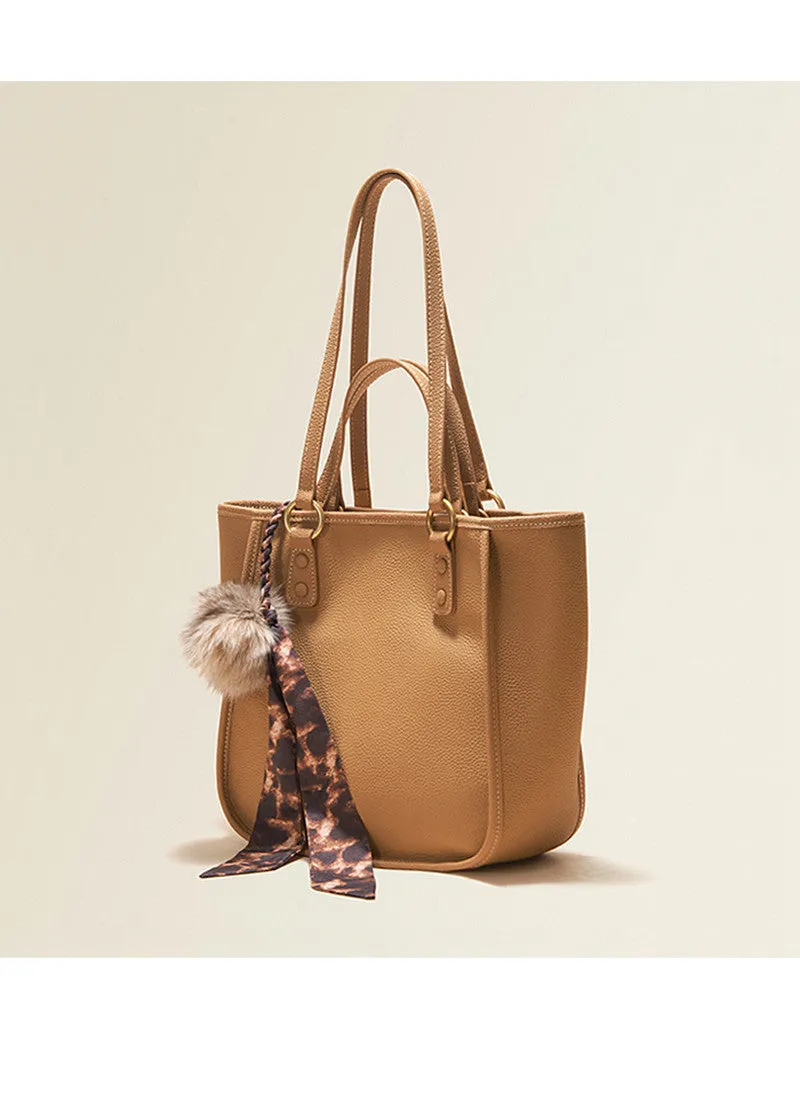 Pebbled Leather Tote Handle Shoulder Bag