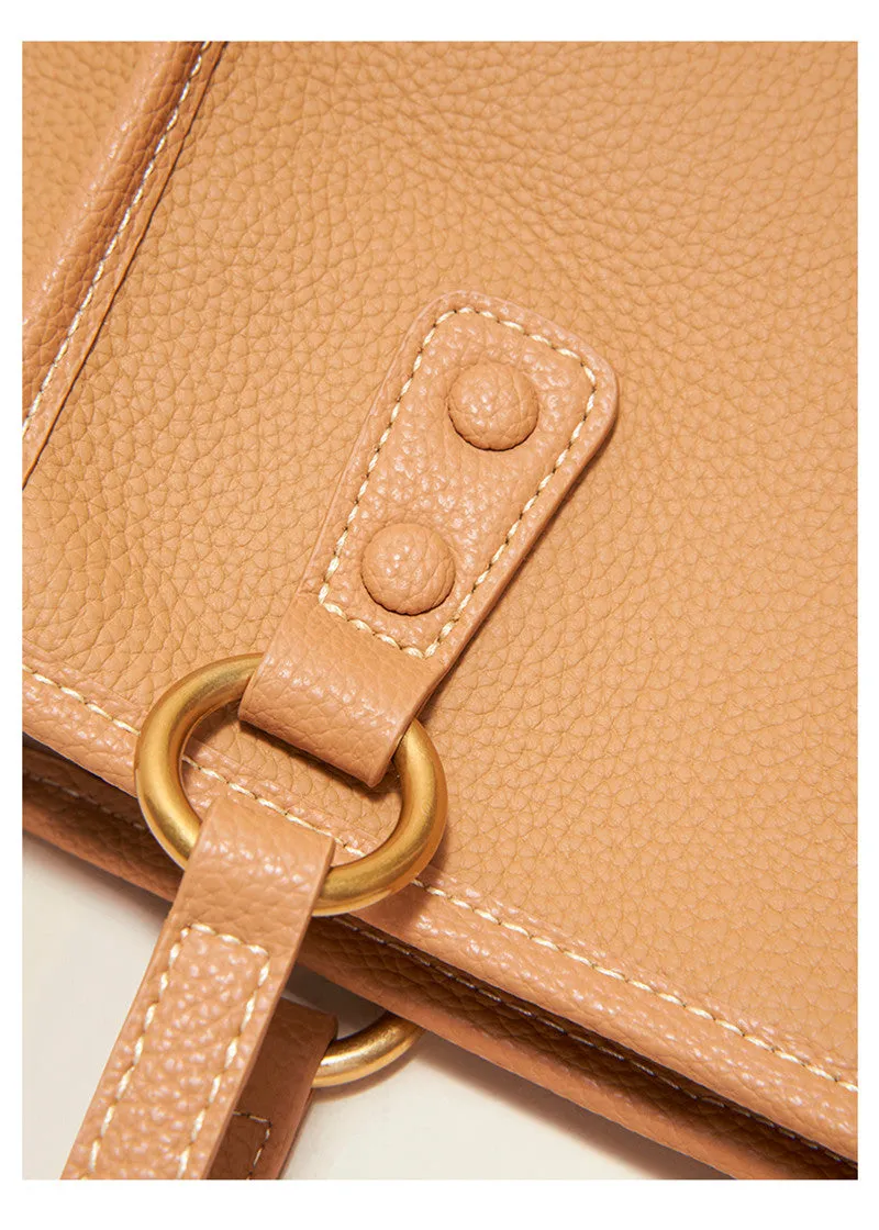 Pebbled Leather Tote Handle Shoulder Bag