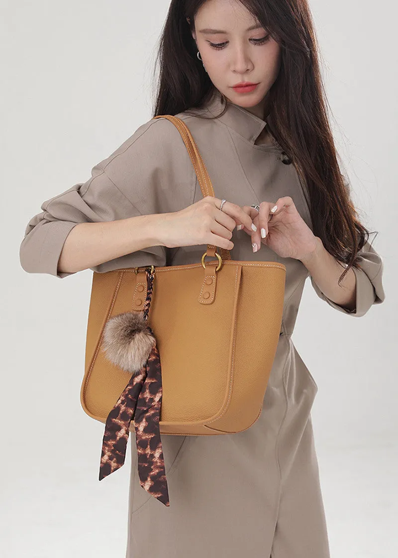 Pebbled Leather Tote Handle Shoulder Bag