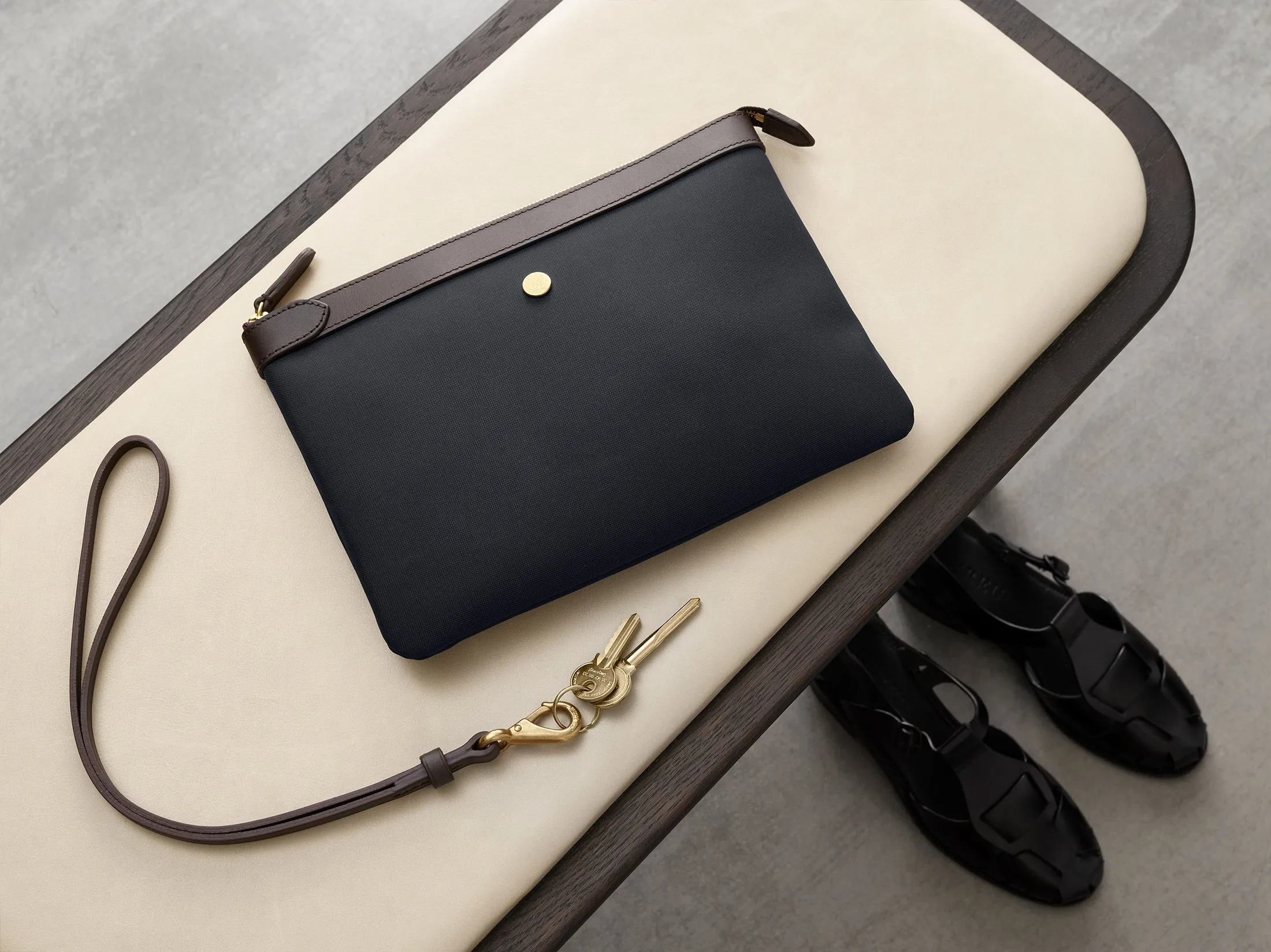 Pouch Large, Leather - Tabac/Cuoio