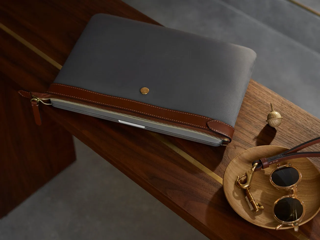 Pouch Large, Leather - Tabac/Cuoio