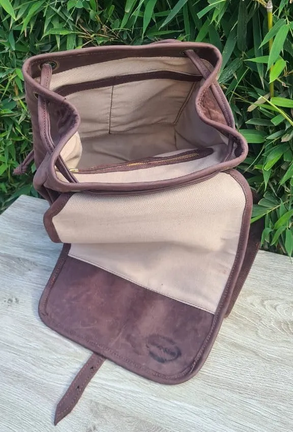 Pull Up Leather Back Pack Bag