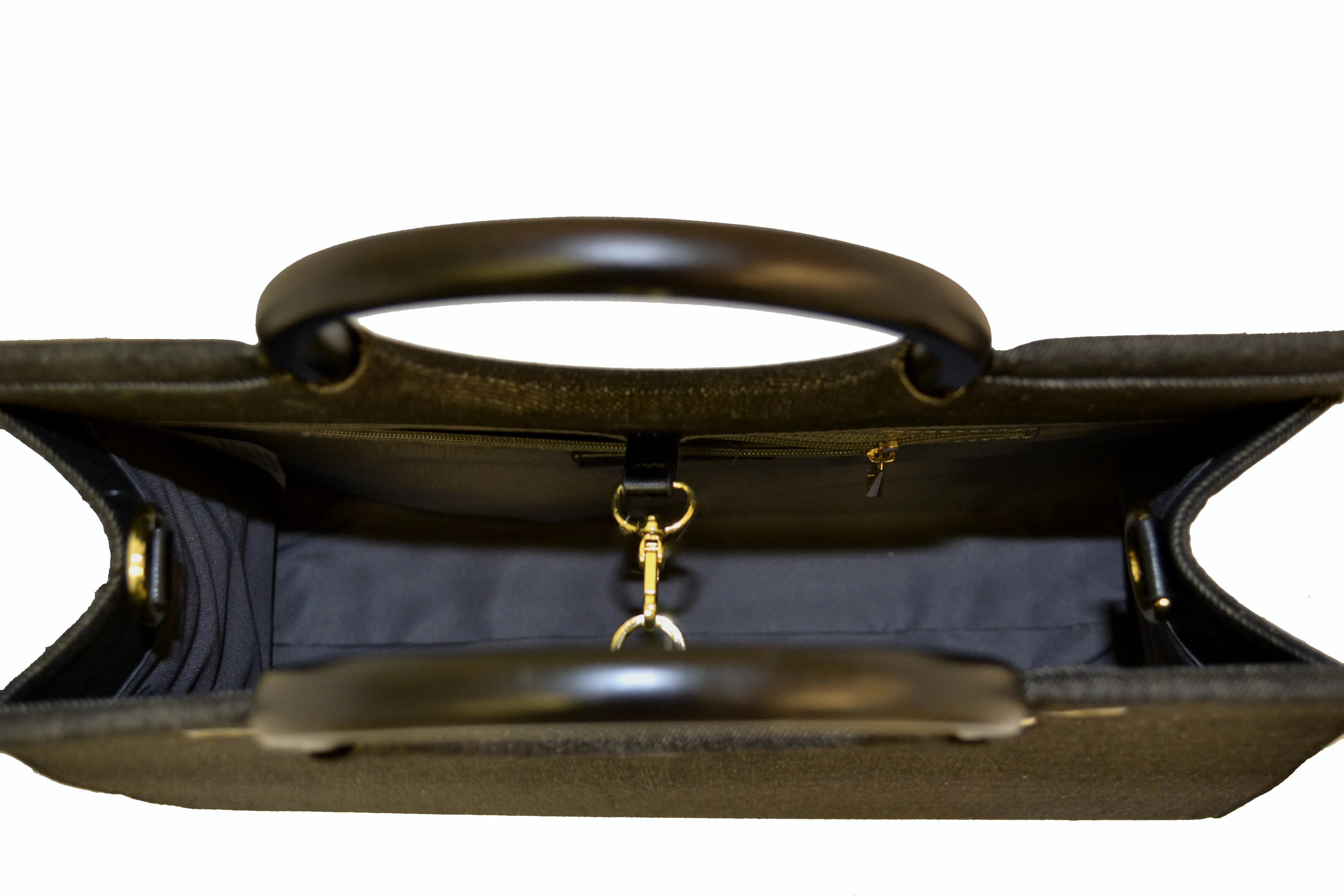 QUEENSCLIFF - Charcoal Denim Ring Handle Bag with Scarf - CLEARANCE