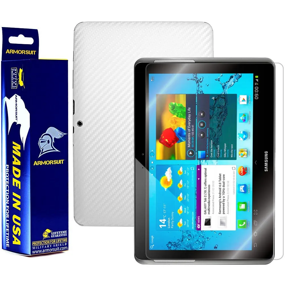 Samsung Galaxy Tab 2 10.1 Screen Protector   White Carbon Fiber Film Protector