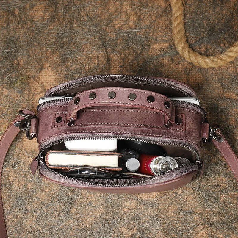 Small Ladies Brown Side Bag Leather Crossbody Purse For Women