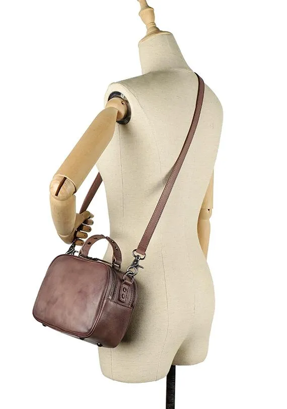 Small Ladies Brown Side Bag Leather Crossbody Purse For Women