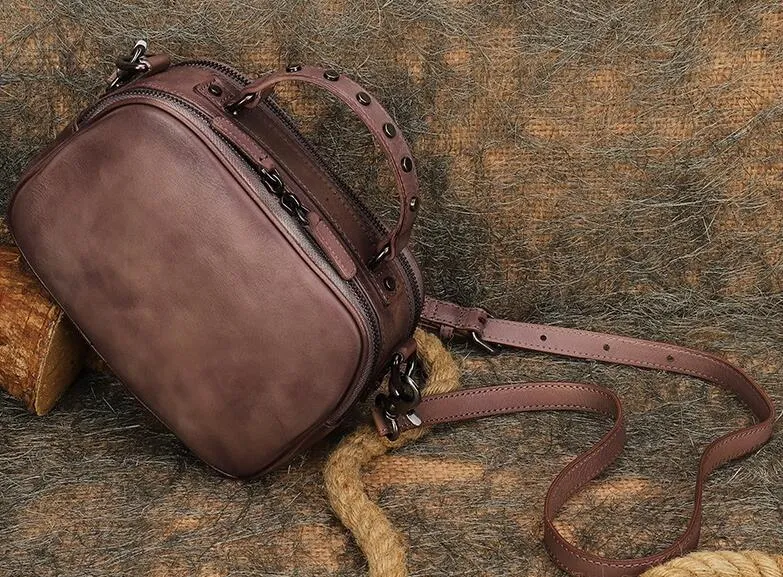 Small Ladies Brown Side Bag Leather Crossbody Purse For Women