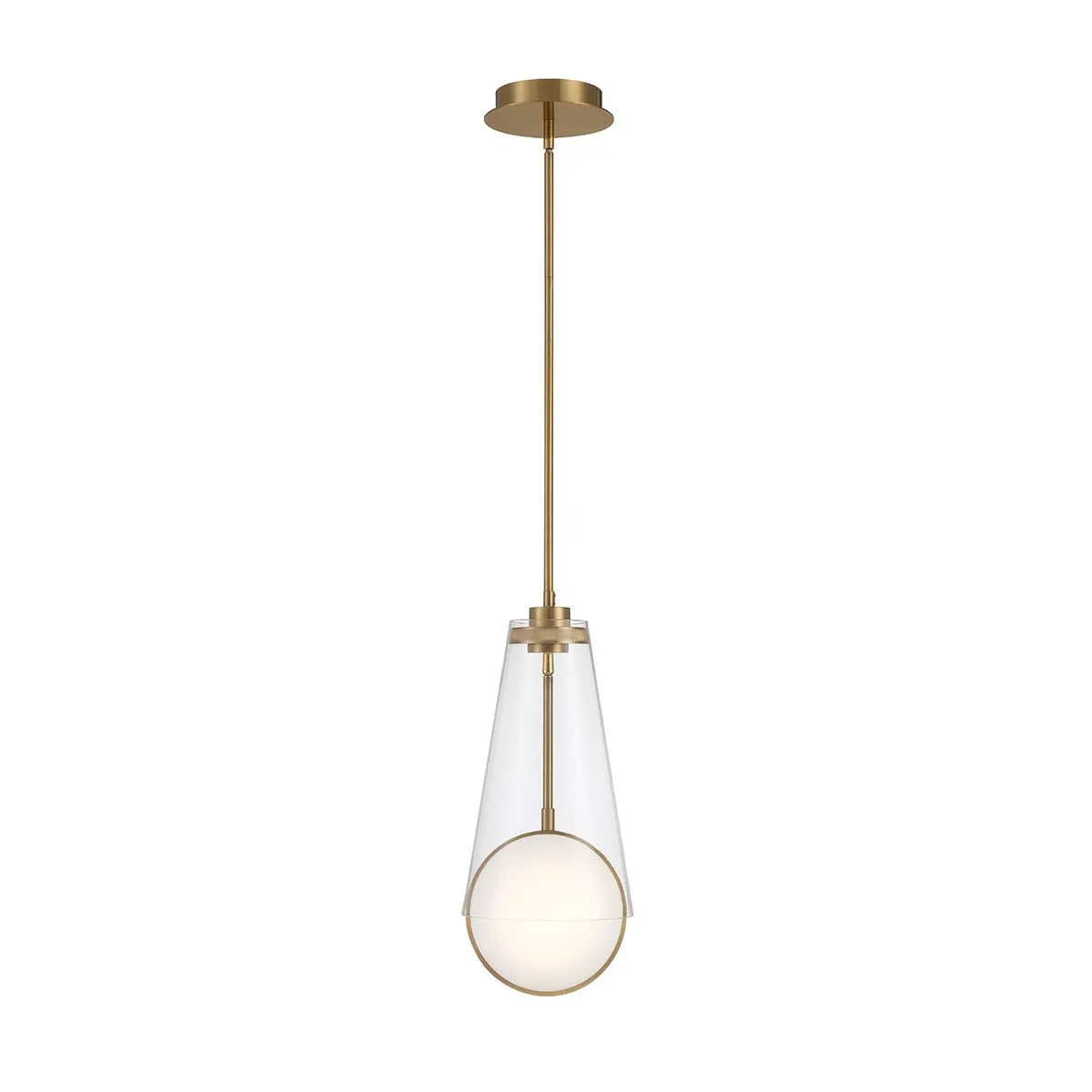 Solari 2 Lights 8 in. LED Pendant Light Gold Finish