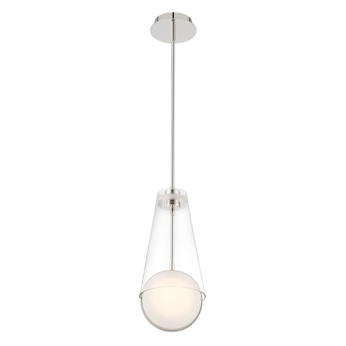 Solari 2 Lights 8 in. LED Pendant Light Polished Nickel Finish