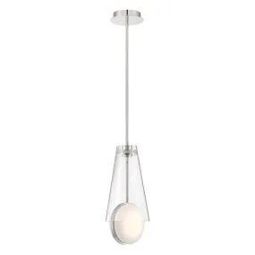 Solari 2 Lights 8 in. LED Pendant Light Polished Nickel Finish