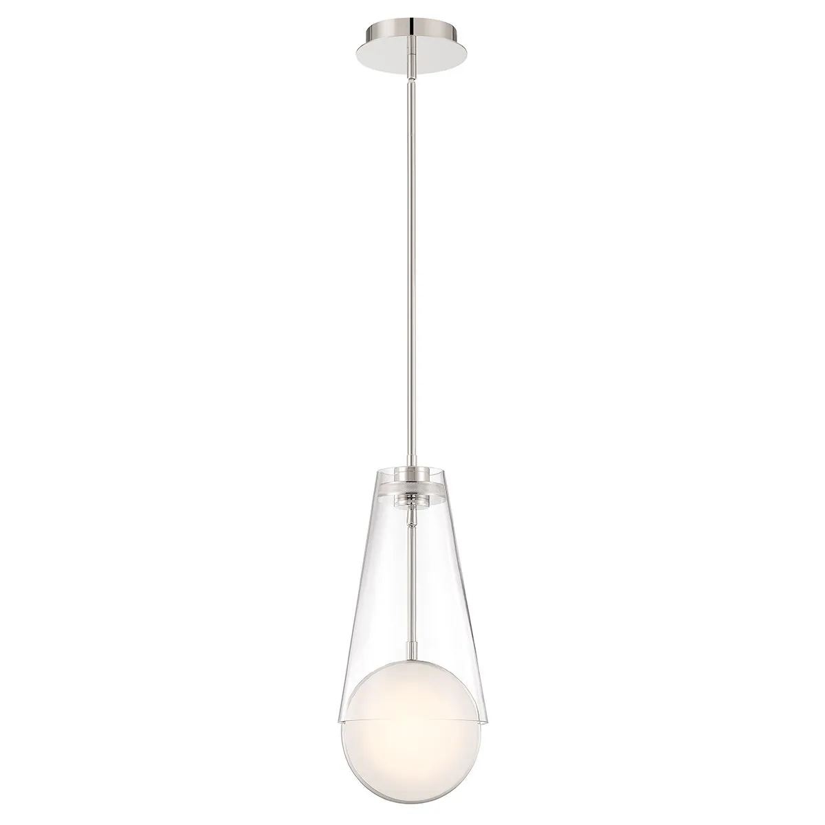 Solari 2 Lights 8 in. LED Pendant Light Polished Nickel Finish