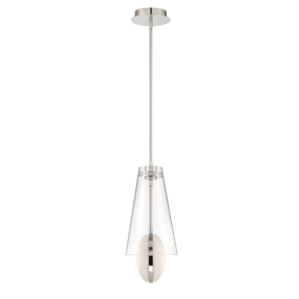 Solari 2 Lights 8 in. LED Pendant Light Polished Nickel Finish