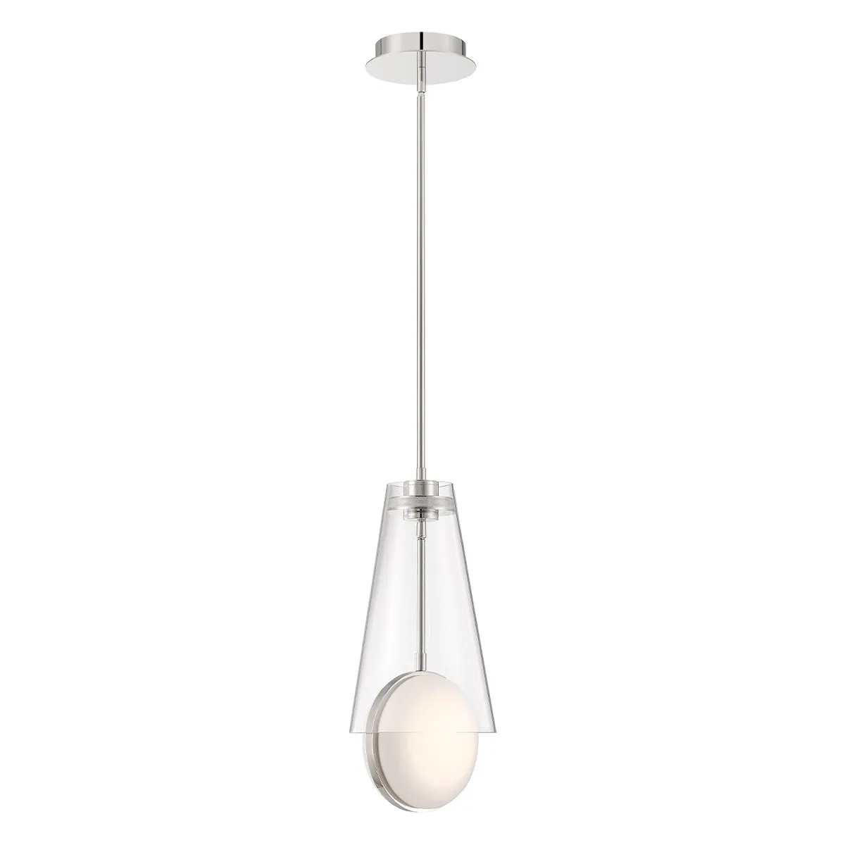 Solari 2 Lights 8 in. LED Pendant Light Polished Nickel Finish