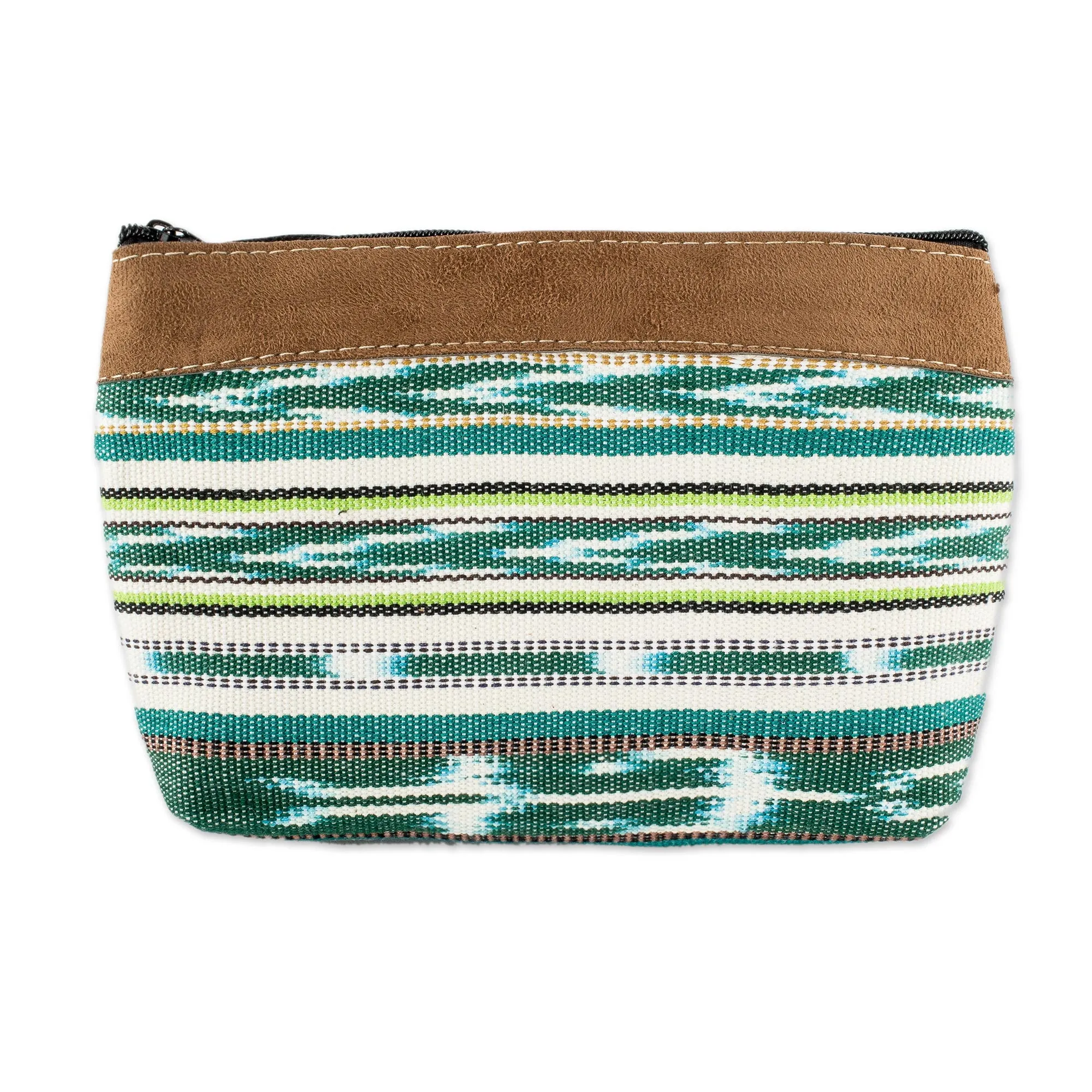 Striped Cotton Cosmetic Bag Handmade in Guatemala - Antigua Fields | NOVICA
