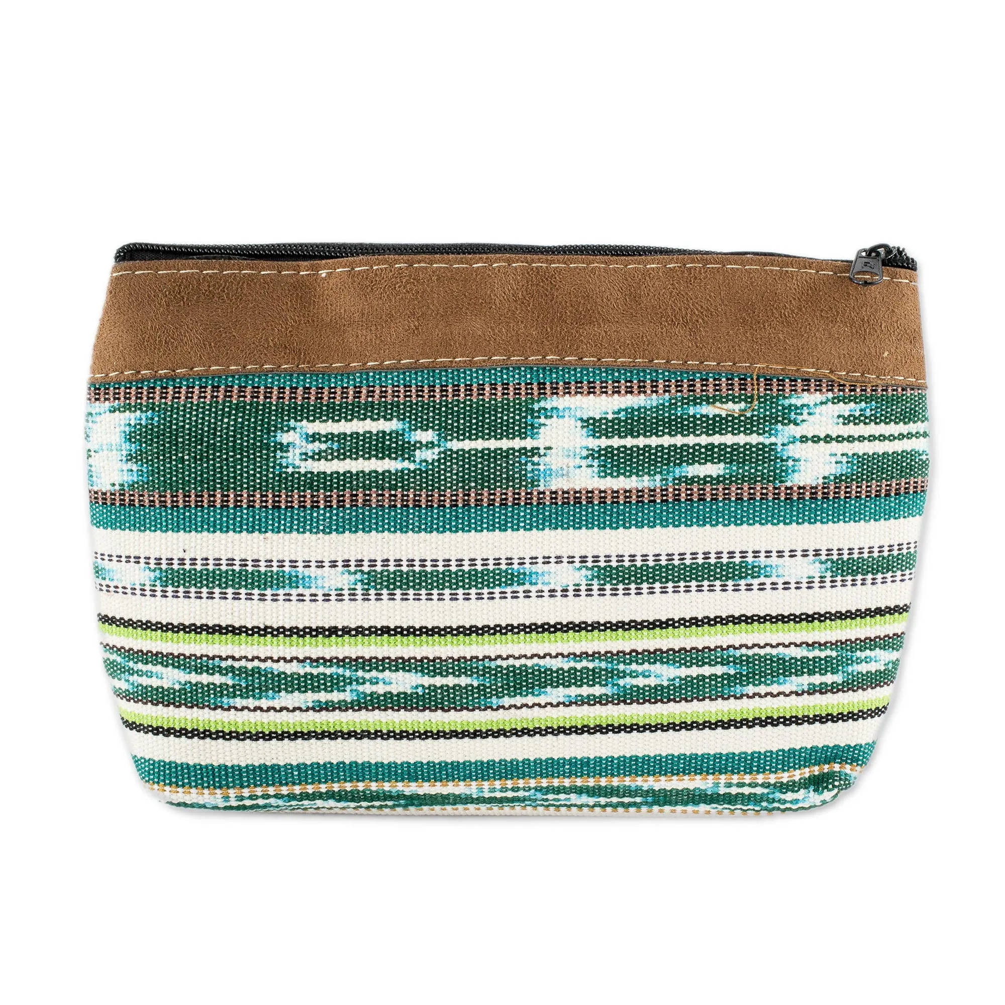 Striped Cotton Cosmetic Bag Handmade in Guatemala - Antigua Fields | NOVICA