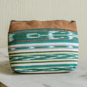 Striped Cotton Cosmetic Bag Handmade in Guatemala - Antigua Fields | NOVICA