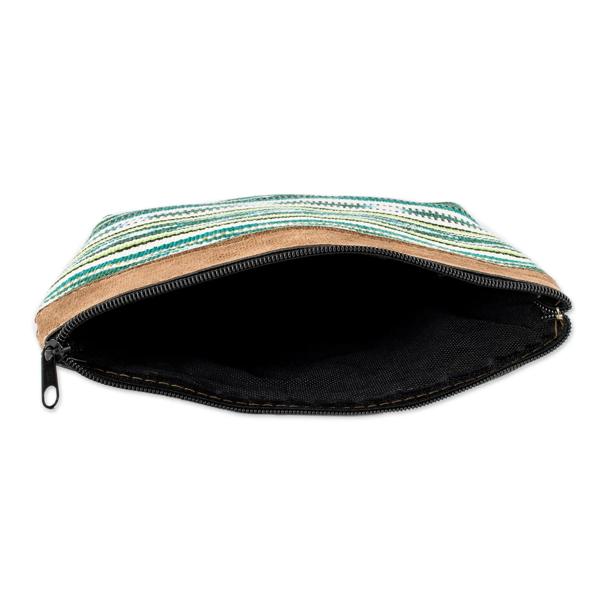 Striped Cotton Cosmetic Bag Handmade in Guatemala - Antigua Fields | NOVICA