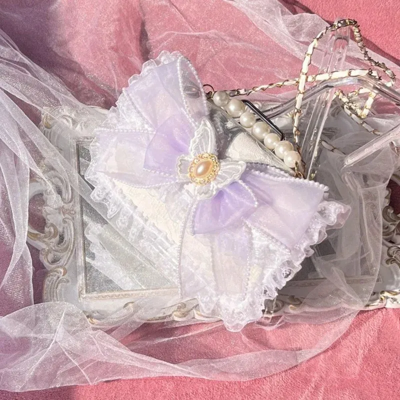 TAVIMART  -  Lace Pink Womens Shoulder Bag Sweet Cute Lolita Bow Original Elegant Fashion Handbag Beading Exquisite Female Armpit Bag