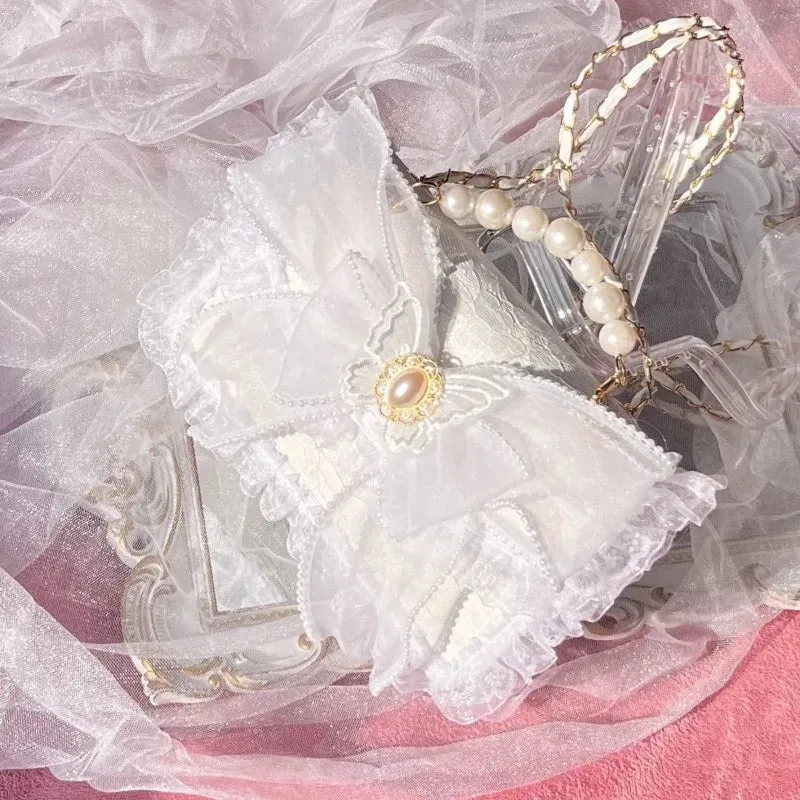 TAVIMART  -  Lace Pink Womens Shoulder Bag Sweet Cute Lolita Bow Original Elegant Fashion Handbag Beading Exquisite Female Armpit Bag