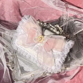 TAVIMART  -  Lace Pink Womens Shoulder Bag Sweet Cute Lolita Bow Original Elegant Fashion Handbag Beading Exquisite Female Armpit Bag