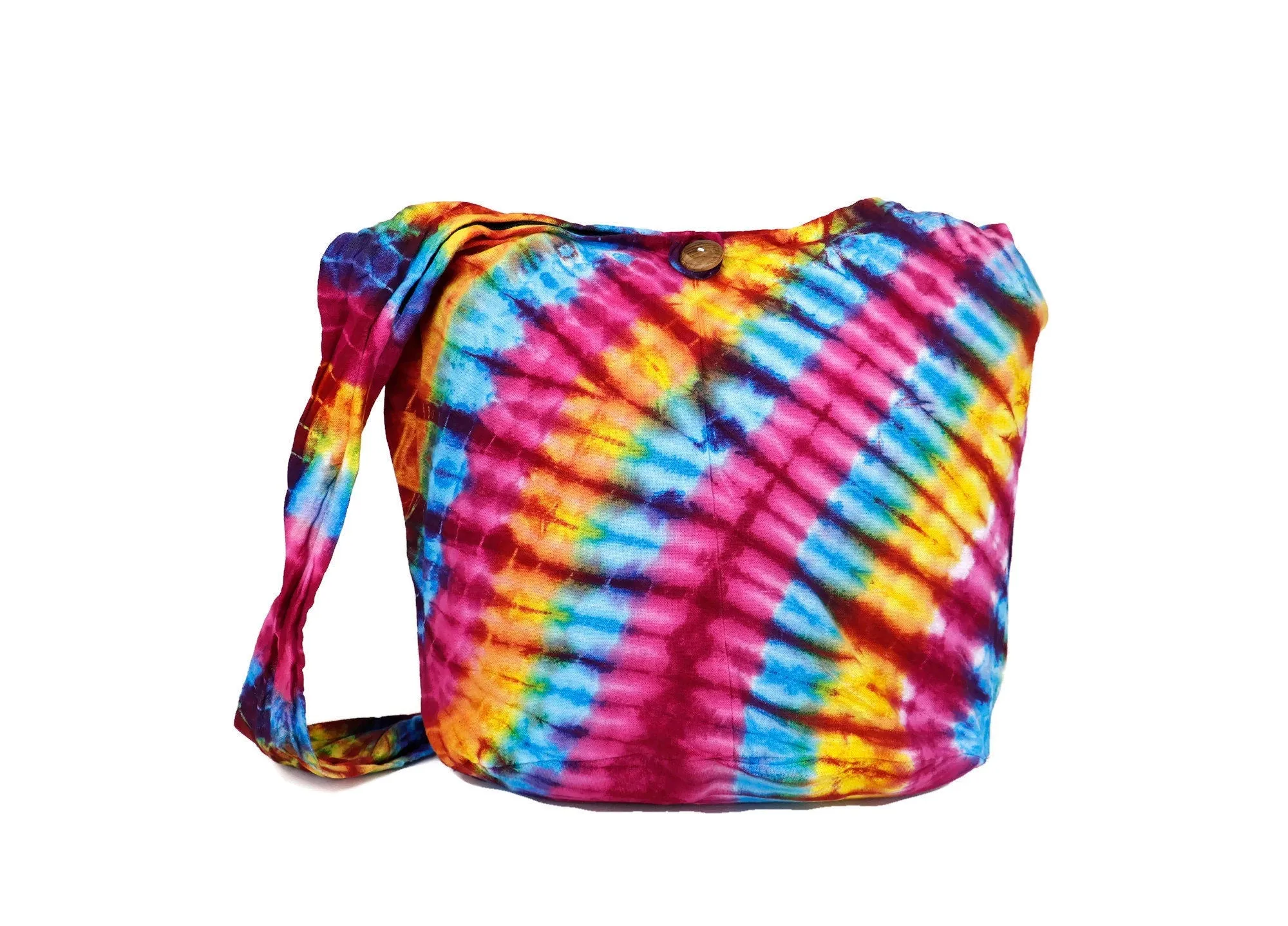 Tie Dye Bag Purse Crossbody Sling Hobo Boho Shoulder bag Hippie Bohemian cotton Messenger Bags Yoga Beach Summer Top Zip Rainbow Colorful
