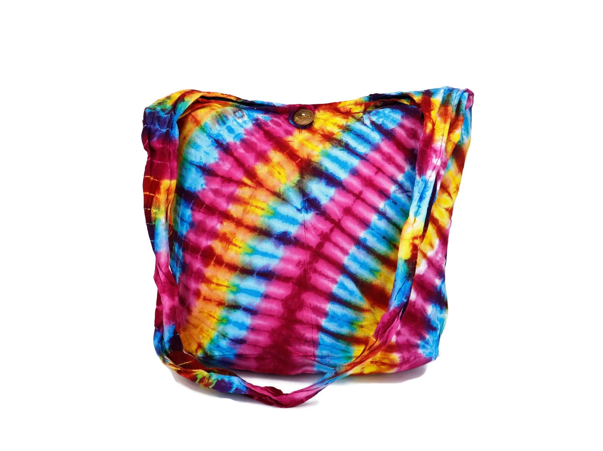 Tie Dye Bag Purse Crossbody Sling Hobo Boho Shoulder bag Hippie Bohemian cotton Messenger Bags Yoga Beach Summer Top Zip Rainbow Colorful