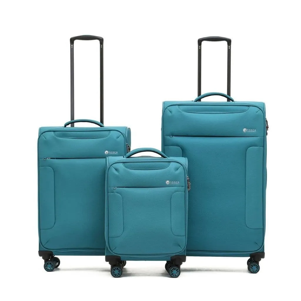 Tosca So Lite 3 Piece Softsided SuperLight Luggage Set - Teal