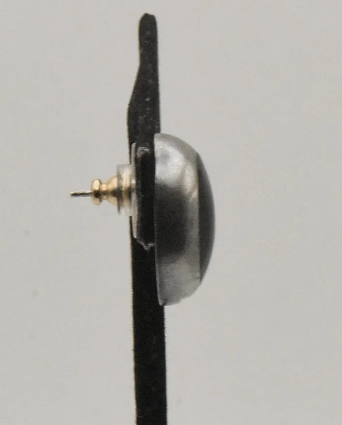 UNMARKED Vintage Mexican Sterling Silver Black Onyx Stud Earring