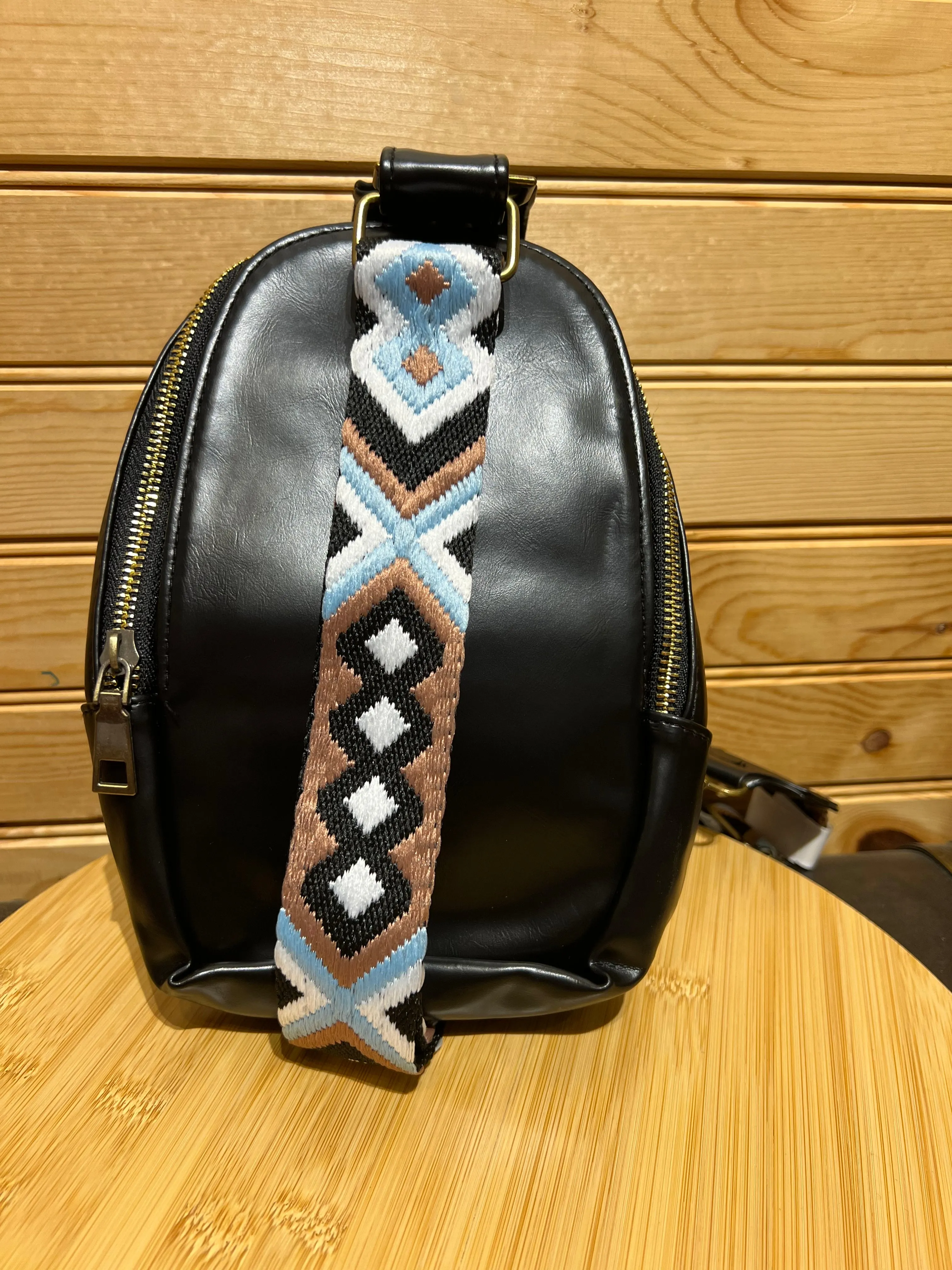 Vegan Leather Sling Bag - Black