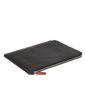 WOLF Blake Zip Tablet Case - Genuine Black Lizard Leather - Zipper Closure