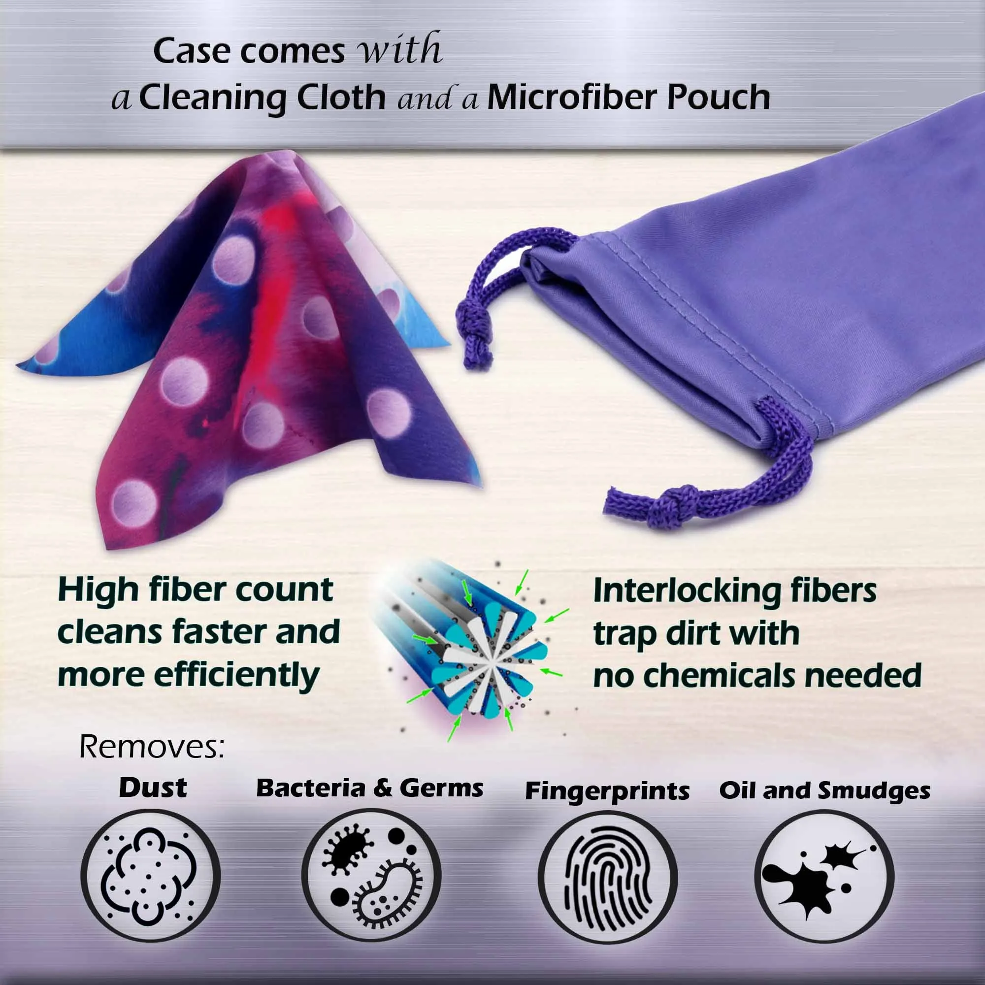 Women hard eyeglass case - Glasses Holder Case w/Pouch & Cloth Medium size Frame (AS126 Polka Dot Purple)