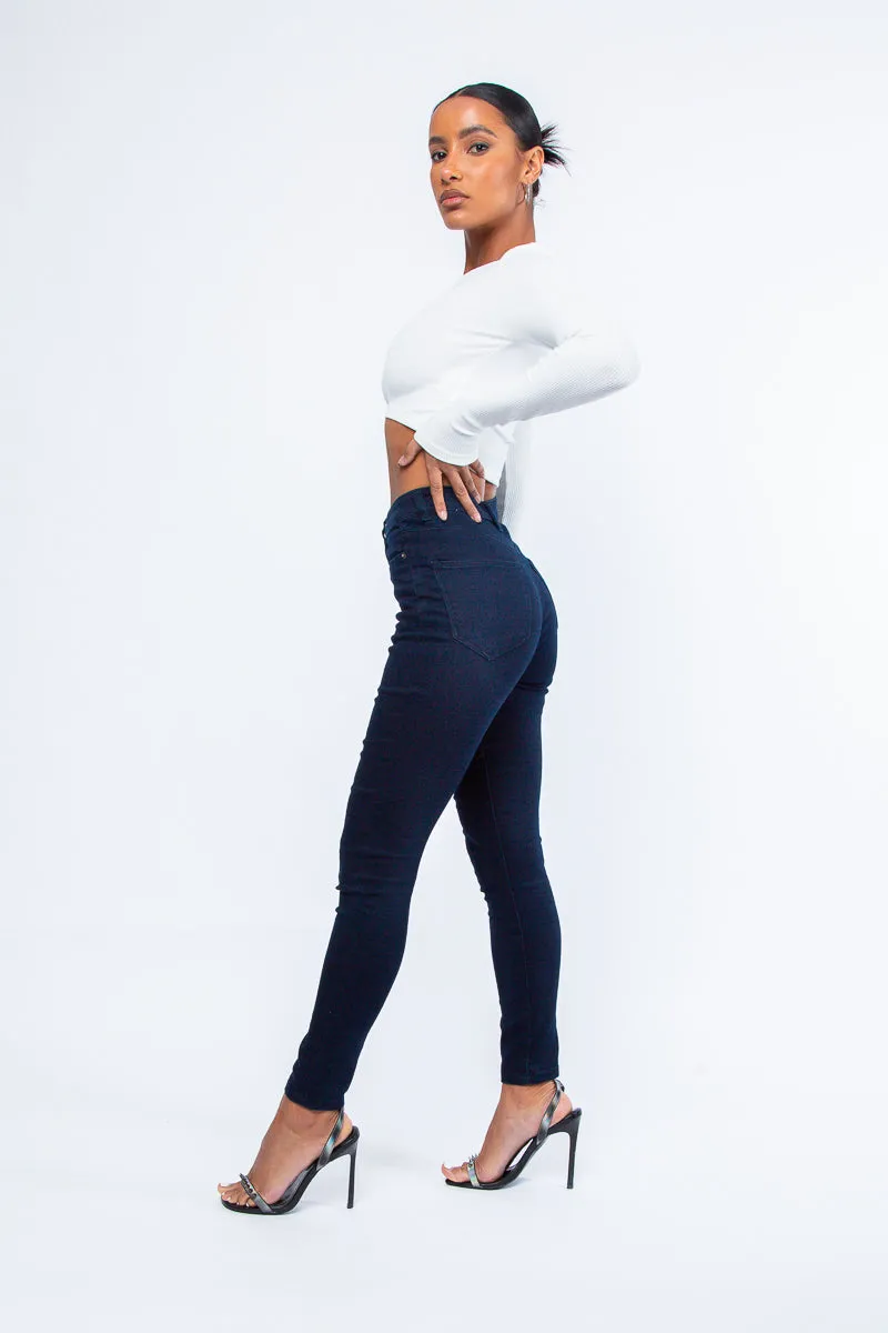 Women's Blue/Black High Waisted Skinny Jean